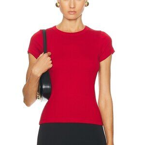New LESET The Margo Tee in Lipstick red t shirt short sleeve
